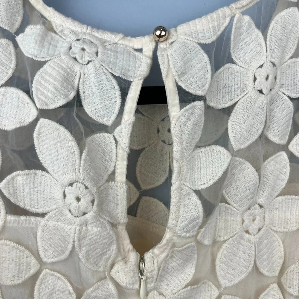 Altar'd State Lucille Dress White Lace Bodice Navy Flair‎ Skirt Size M Wedding